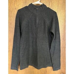 Flag & Anthem Quarter Zip Sweater Mens Small Mock Neck Gray 100% Cotton Gorpcore